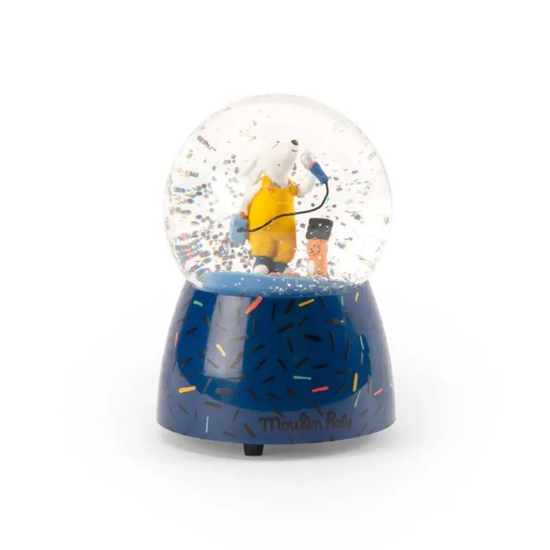 Moulin Roty Snow Globe with Music, Dog Pilou - Puce & Pilou