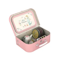 Moulin Roty Suitcase with Tea Set, 14 Pieces - Les Parisiennes