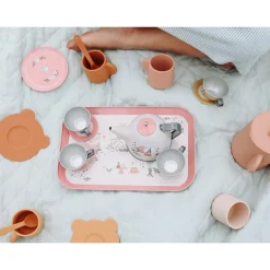 Moulin Roty Suitcase with Tea Set, 14 Pieces - Les Parisiennes