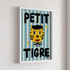 Nephthys Illustrated Poster, Petit Tigre, Blue - A4