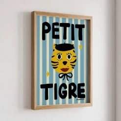 Nephthys Illustrated Poster, Petit Tigre, Blue - A4