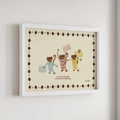 Nephthys Illustrated Poster, Monkeys on the Bed - A4