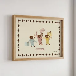 Nephthys Illustrated Poster, Monkeys on the Bed - A4