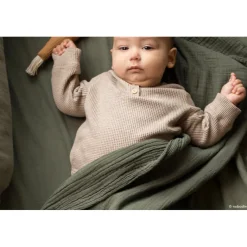 Nobodinoz Baby Blanket, Wabi Sabi Double Muslin, 65 x 100 cm - Vetiver