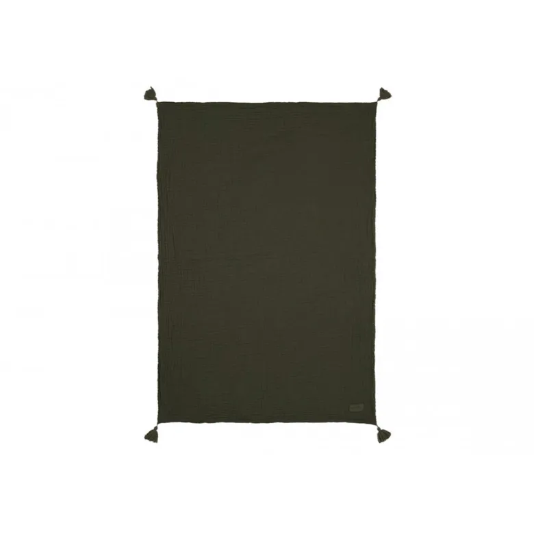 Nobodinoz Baby Blanket, Wabi Sabi Double Muslin, 65 x 100 cm - Vetiver