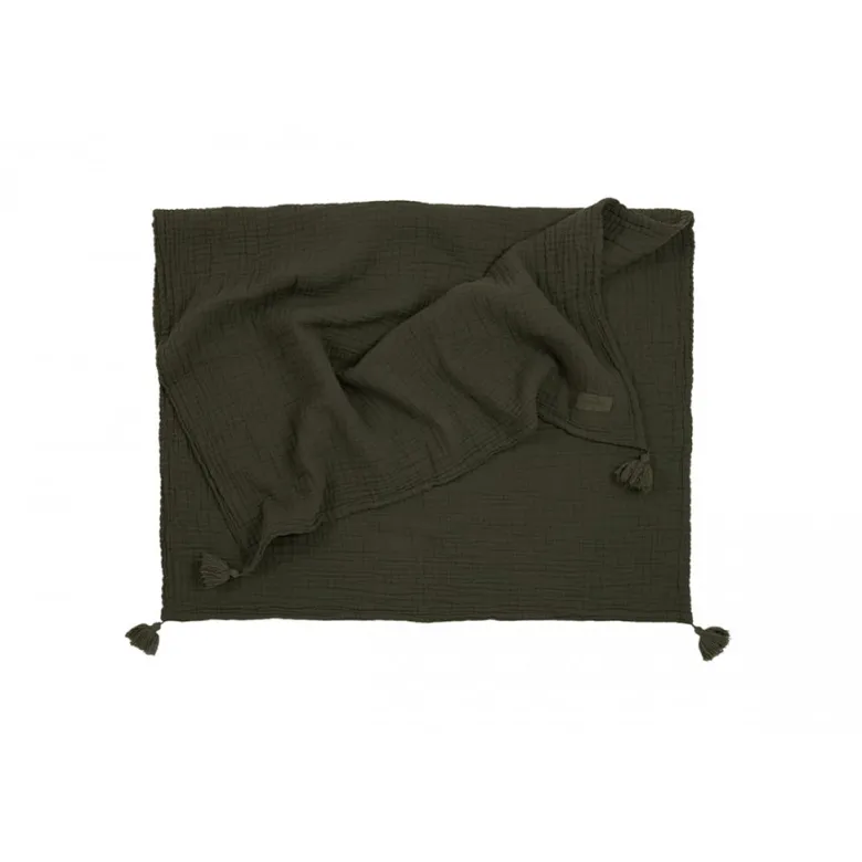 Nobodinoz Baby Blanket, Wabi Sabi Double Muslin, 65 x 100 cm - Vetiver