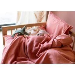 Nobodinoz Baby Blanket, Wabi Sabi Double Muslin, 65 x 100 cm - Rosewood