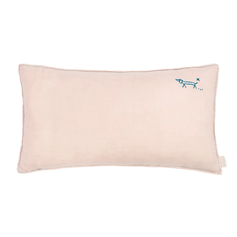 Nobodinoz Cushion, Washed French Linen, 50 x 30 cm – Mauve Pink