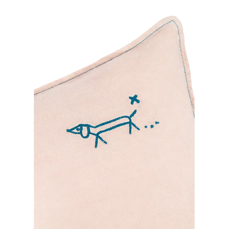 Nobodinoz Cushion, Washed French Linen, 50 x 30 cm – Mauve Pink