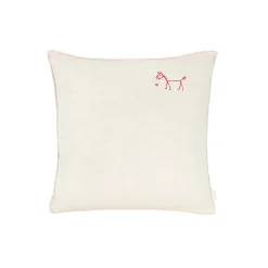 Nobodinoz Embroidered Cushion, 45 x 45 cm, Washed French Linen - Greige