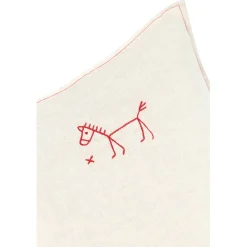 Nobodinoz Embroidered Cushion, 45 x 45 cm, Washed French Linen - Greige