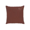 Nobodinoz Embroidered Pillow, 45 x 45 cm, Washed French Linen – Prune
