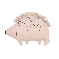 Nobodinoz Enzo Hedgehog Pillow, Washed Linen, Mauve Pink