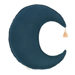 Nobodinoz Moon Cushion, Washed French Linen - Deep Blue