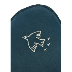 Nobodinoz Sky Cushion, Washed French Linen, Bird Embroidery - Deep Blue