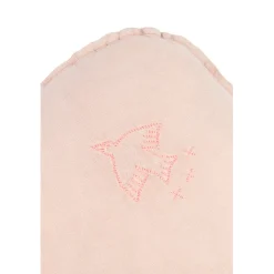 Nobodinoz Sky Pillow, Washed French Linen, Bird Embroidery - Mauve Pink