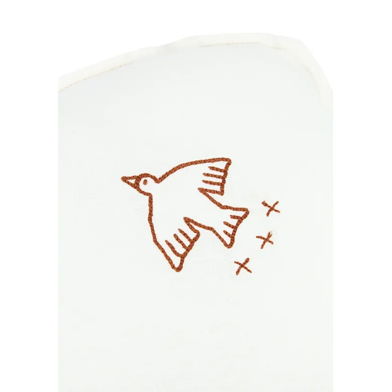 Nobodinoz Sky Pillow, Washed French Linen with Embroidered Birds – Off White