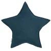 Nobodinoz Star Pillow, Washed French Linen - Deep Blue