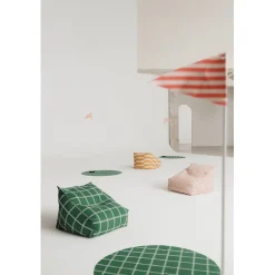 Nobodinoz Vibes armchair sækkestol, Green white windowpane