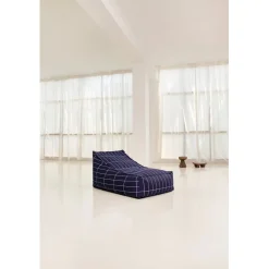 Nobodinoz Vibes long sækkestol, voksen - Navy blue Grid