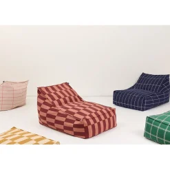 Nobodinoz Vibes long sækkestol, voksen - Navy blue Grid
