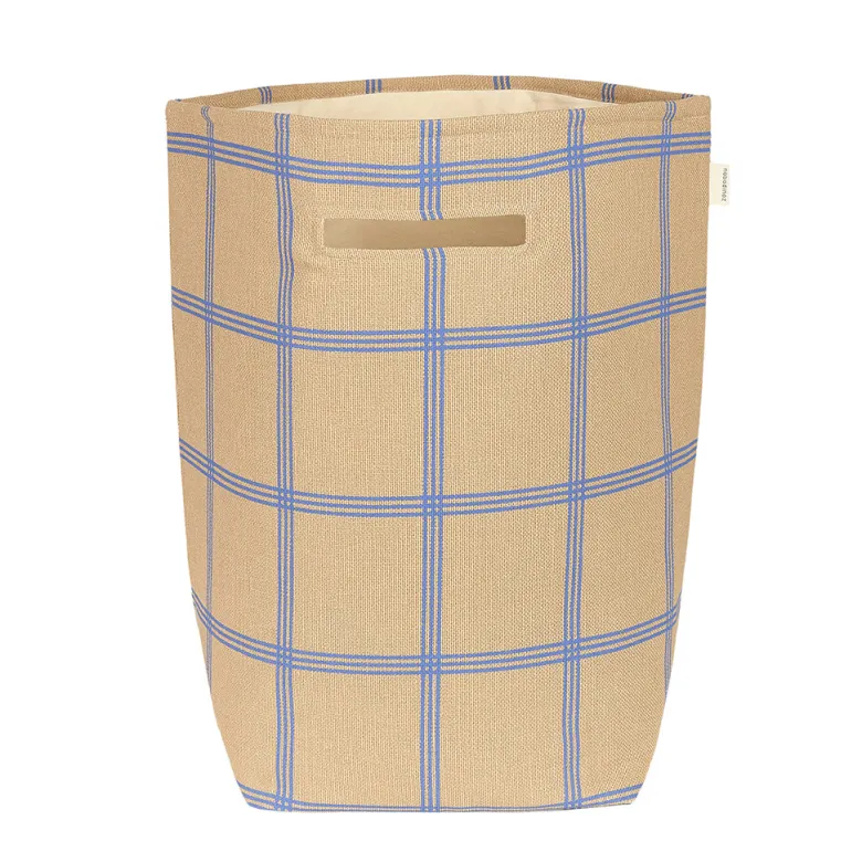 Nobodinoz Vibes Storage Basket, Large - Brown Blue Windowpane