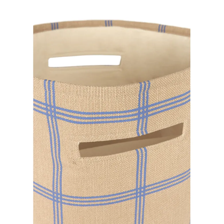 Nobodinoz Vibes Storage Basket, Large - Brown Blue Windowpane