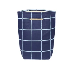 Nobodinoz Vibes Storage Basket, Large - Navy Blue Windowpane