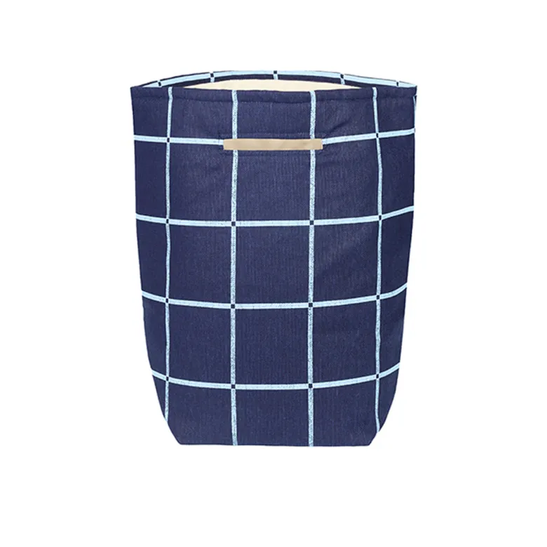 Nobodinoz Vibes Storage Basket, Large - Navy Blue Windowpane