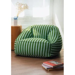 Nobodinoz Ziggy armchair, sækkestol - Green blue stripes