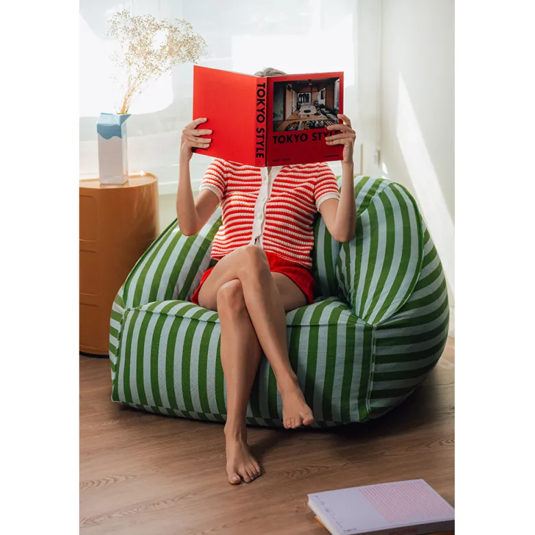 Nobodinoz Ziggy armchair, sækkestol - Pink curry stripes