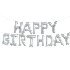 Northstar Balloons, Happy Birthday Garland - Silver Foil