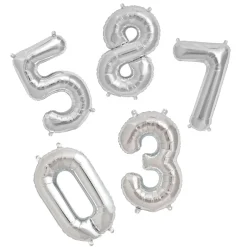 Northstar Balloons, Silver Number Foil Balloons – 0-9