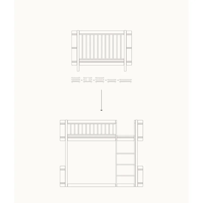 Oliver Furniture, Conversion Kit, from Wood Mini+ Crib to Mid-Height Bed - White/Oak