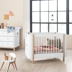 Oliver Furniture, Conversion Kit, from Wood Mini+ Crib to Mid-Height Bed - White/Oak
