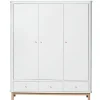 Oliver Furniture Wood klædeskab m 3 døre, hvid/eg - højde 204 cm
