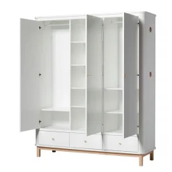 Oliver Furniture Wood klædeskab m 3 døre, hvid/eg - højde 204 cm