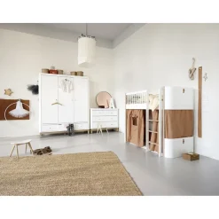 Oliver Furniture Wood klædeskab m 3 døre, hvid/eg - højde 204 cm