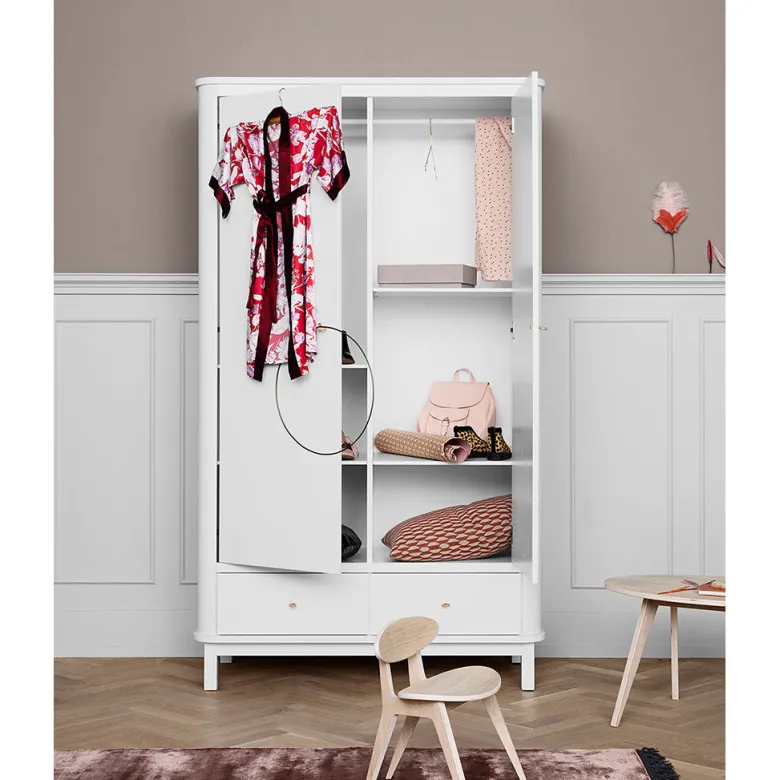 Oliver Furniture Wood klædeskab m 2 døre, hvid - højde 204 cm