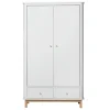 Oliver Furniture Wood klædeskab m 2 døre, hvid/eg - højde 204 cm
