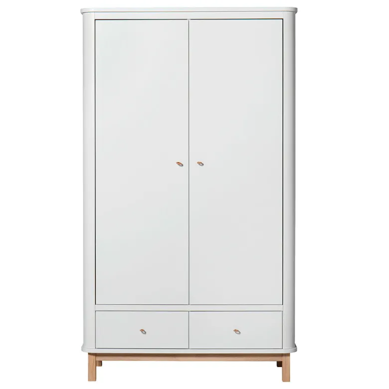 Oliver Furniture Wood klædeskab m 2 døre, hvid/eg - højde 204 cm
