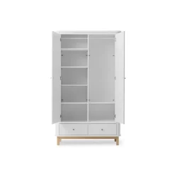 Oliver Furniture Wood klædeskab m 2 døre, hvid/eg - højde 204 cm