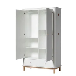 Oliver Furniture Wood klædeskab m 2 døre, hvid/eg - højde 204 cm