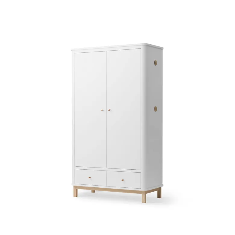 Oliver Furniture Wood klædeskab m 2 døre, hvid/eg - højde 204 cm