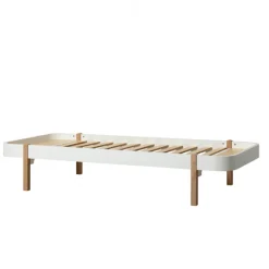 Oliver Furniture, Wood Lounger, 90 x 200 cm - White/Oak