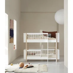Oliver Furniture, Wood Mini+ Half-Height Bunk Bed - White/Oak