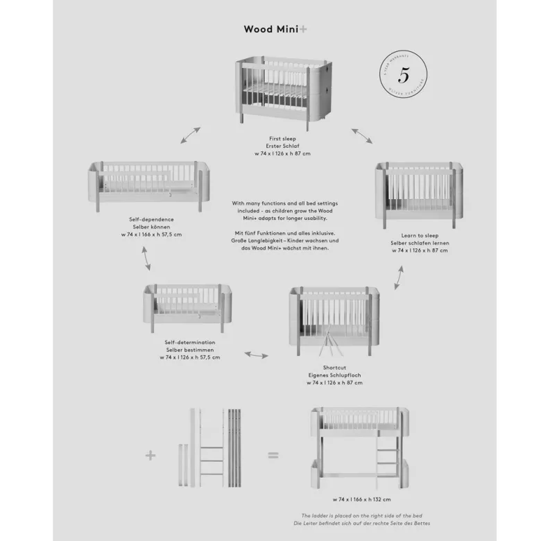 Oliver Furniture, Wood Mini+ Crib Including Junior Kit – White