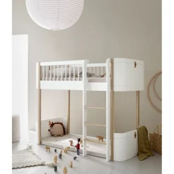 Oliver Furniture, Wood Mini+ Half-High Bed – White/Oak