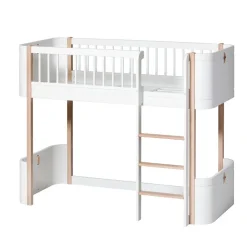 Oliver Furniture, Wood Mini+ Half-High Bed – White/Oak