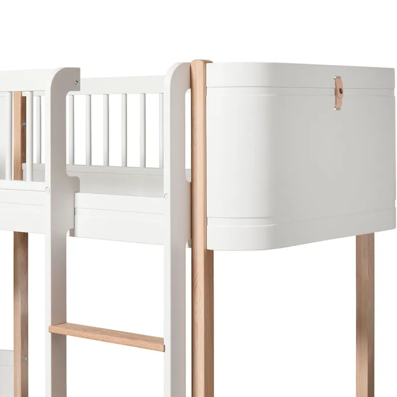 Oliver Furniture, Wood Mini+ Half-High Bed – White/Oak